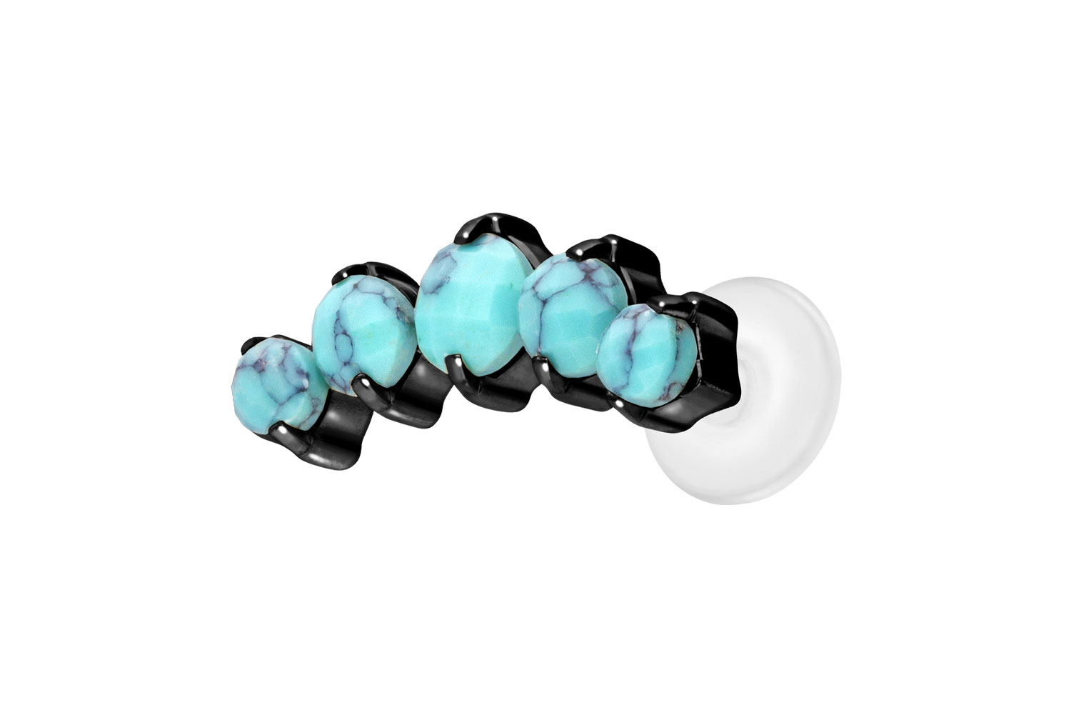 PTFE Labret Piercing mit Innengewinde + Titan-Aufsatz 5 SYNTHETISCHE TÜRKISE